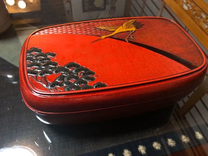 骨董品寿雲刀漆器茶櫃 角丸四角箱