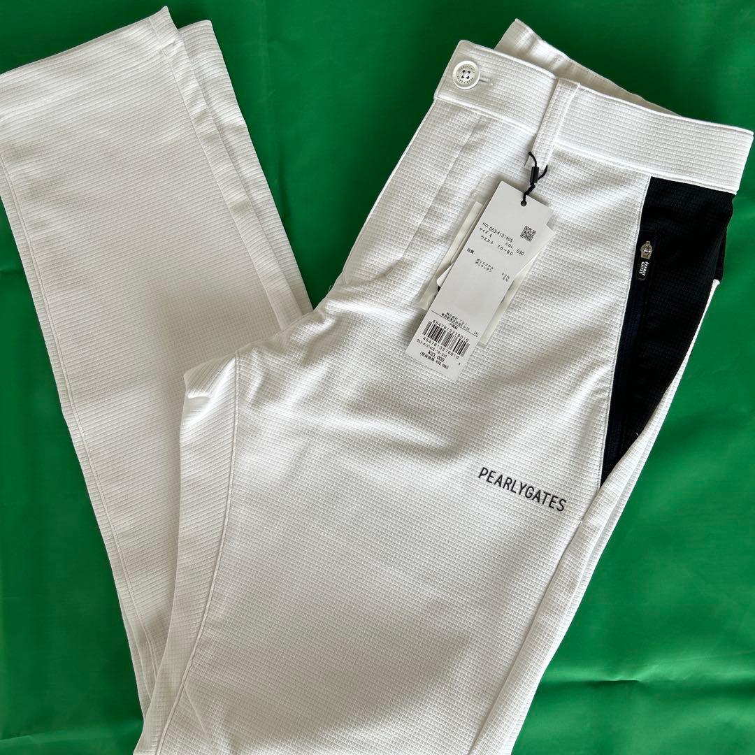 PEARLY GATES ブロッククロス　ノータックパンツ ホワイト　サイズ4