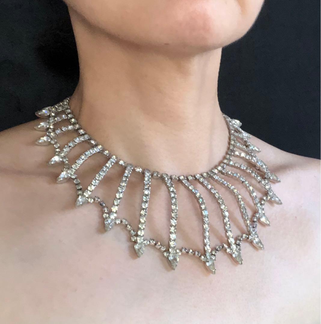 kramer社　コスチュームジュエリー　ネックレス　ラインストーン　クレーマー社