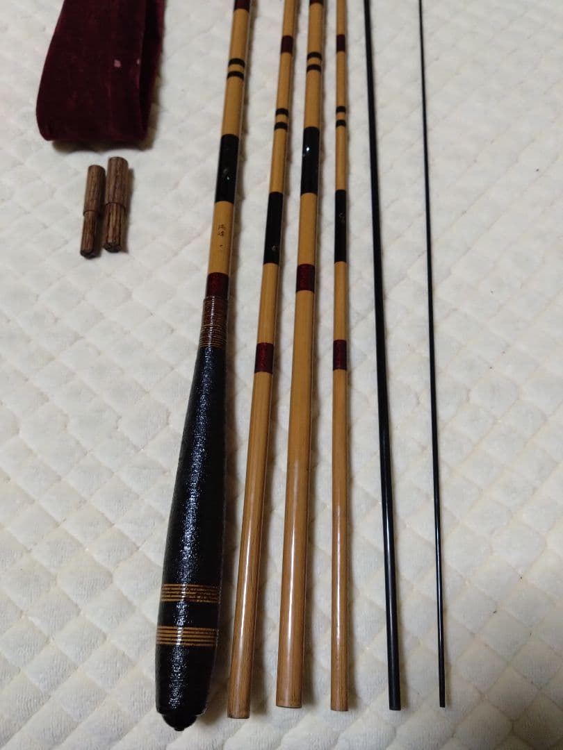 瑞峰18尺6本継.握漆補修.自重125gです。