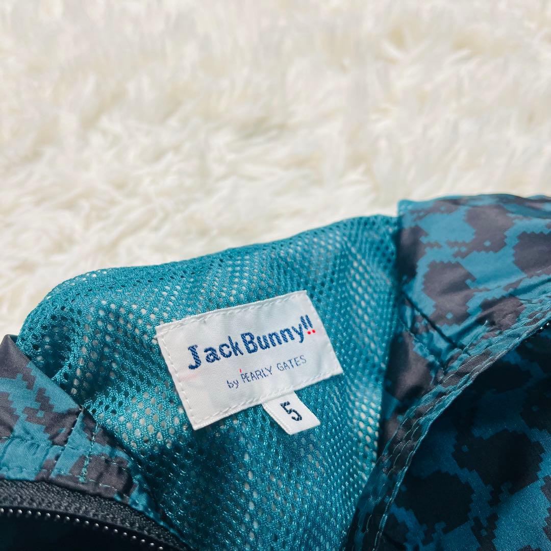JACK BUNNY!! ラビット総柄千鳥 ナイロンジャケット 刺繍ロゴ 5 緑