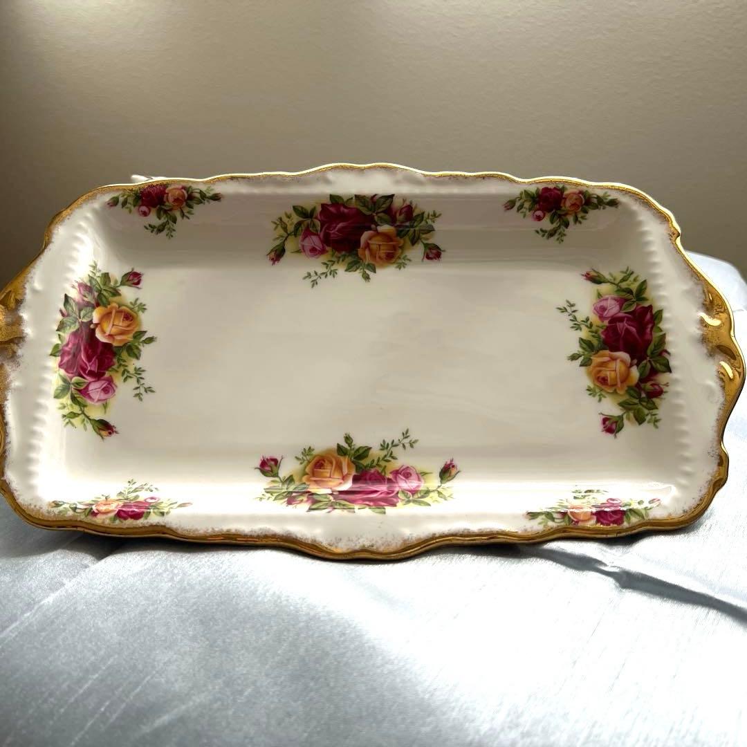   花柄陶器プレート 長方形