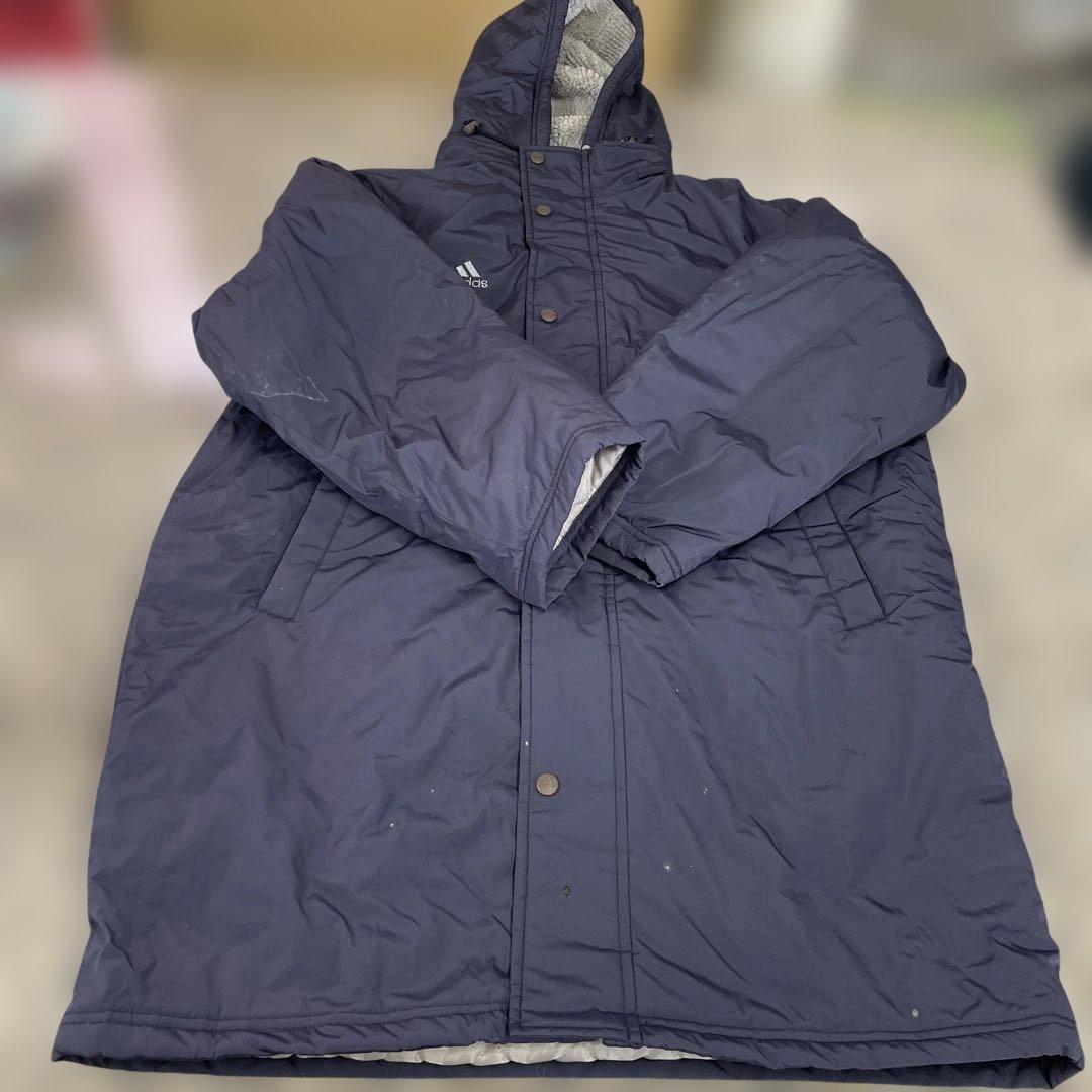 adidas アディダス ベンチコート フード付き Mサイズ ネイビー 小物格安