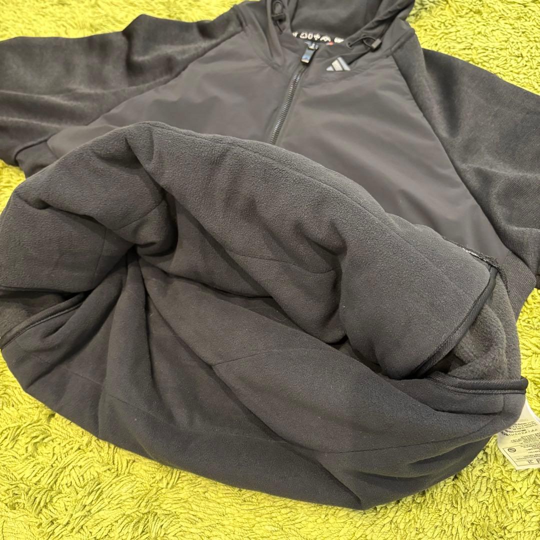 アディダス ゴルフ パデッドコンビネーション ハーフジップ長袖フーディー M 黒