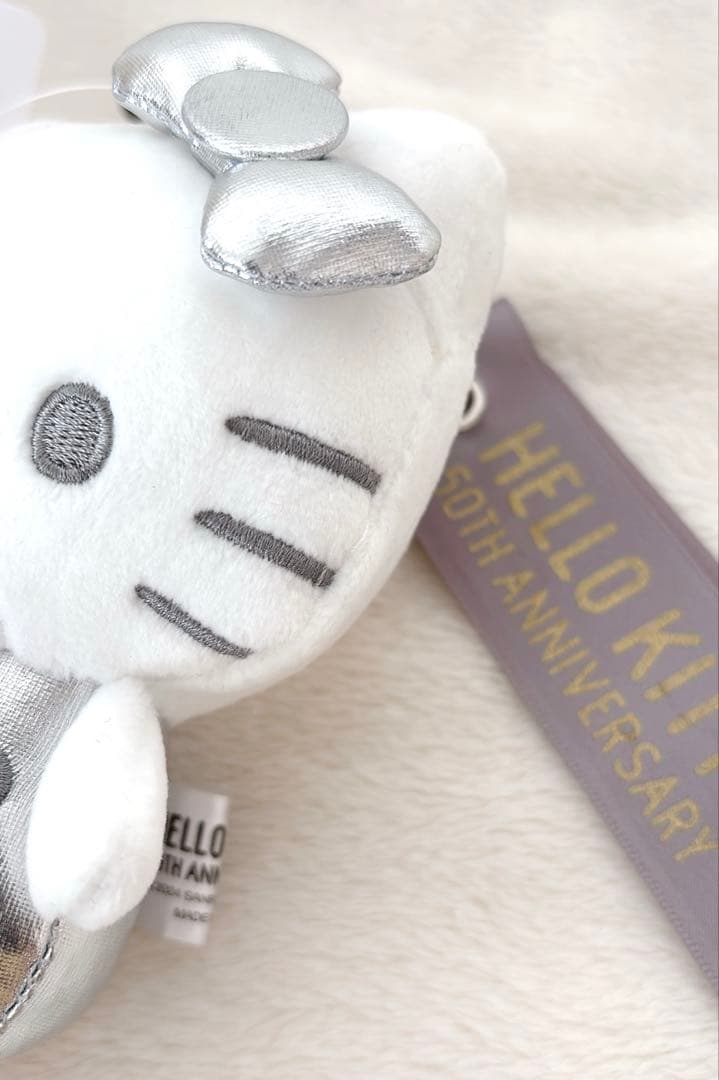 キティ50周年 マスコットチャーム アベイル シルバー ぬいぐるみ キーホルダー