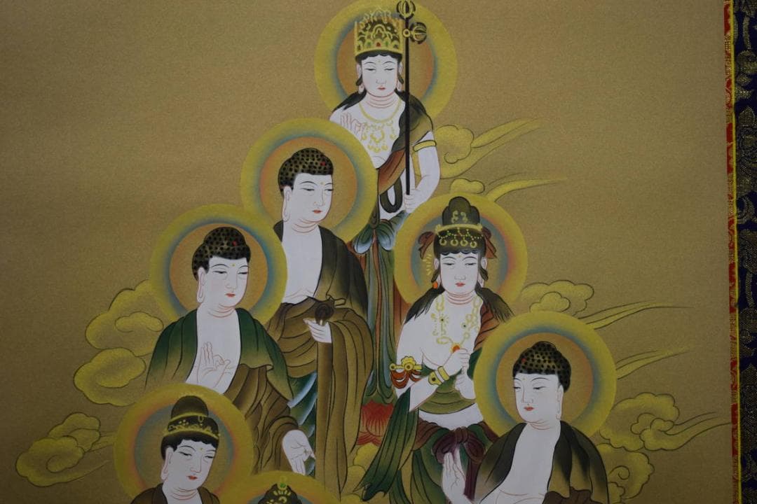 真作/福田素仙/十三仏図/十三佛図/美品/桐共箱付/布袋屋掛軸HH-105