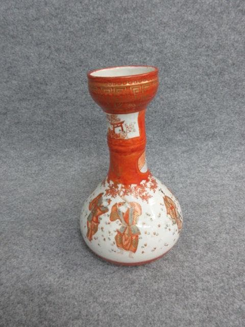 九谷焼赤絵花見図徳利 [B25807]