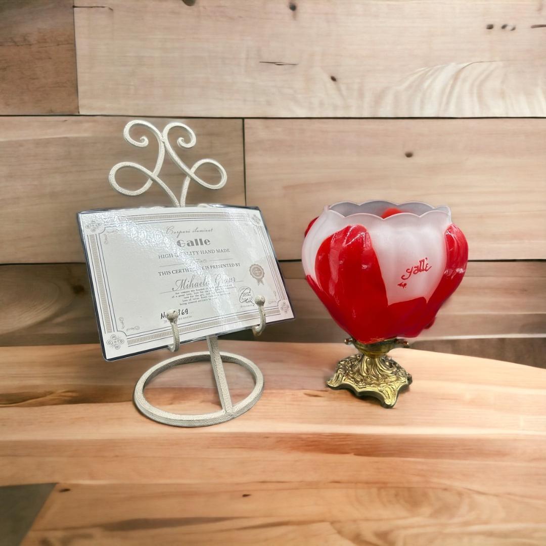 エミールガレ フラワー型　卓上照明 　技法スフレ　被せガラス　高さ22