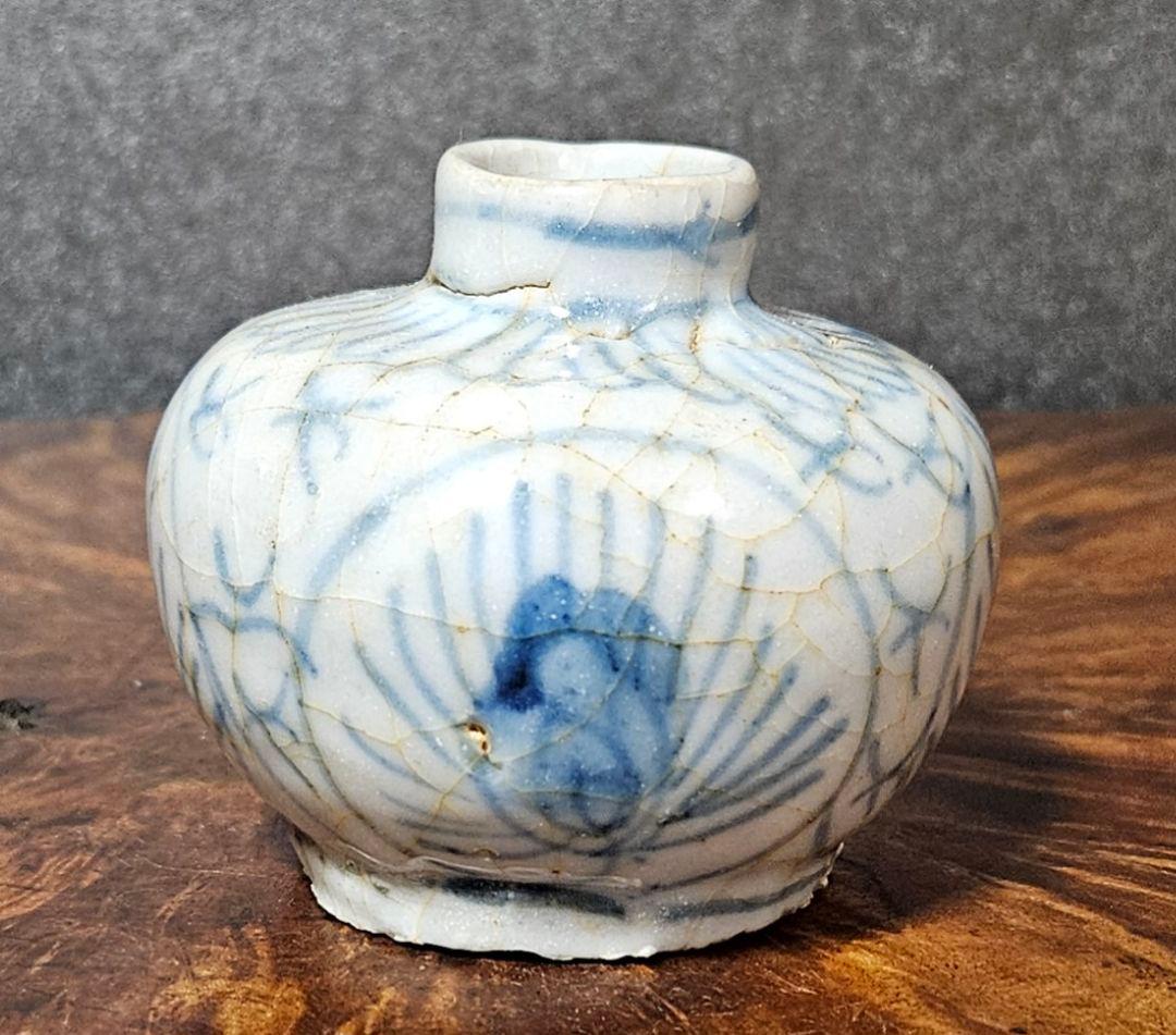 中国南方系　東南アジア古陶磁器　青華 安南　宋胡録　小壺　茶入れ　振り出し