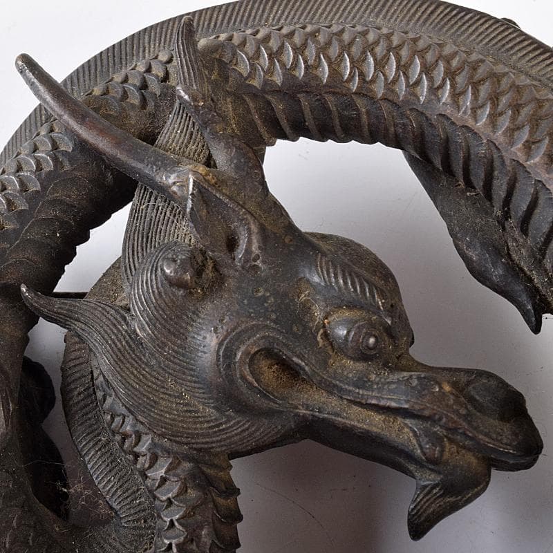 中国　古銅　龍　紙鎮　墨床　蓋置　置物　T　R8206