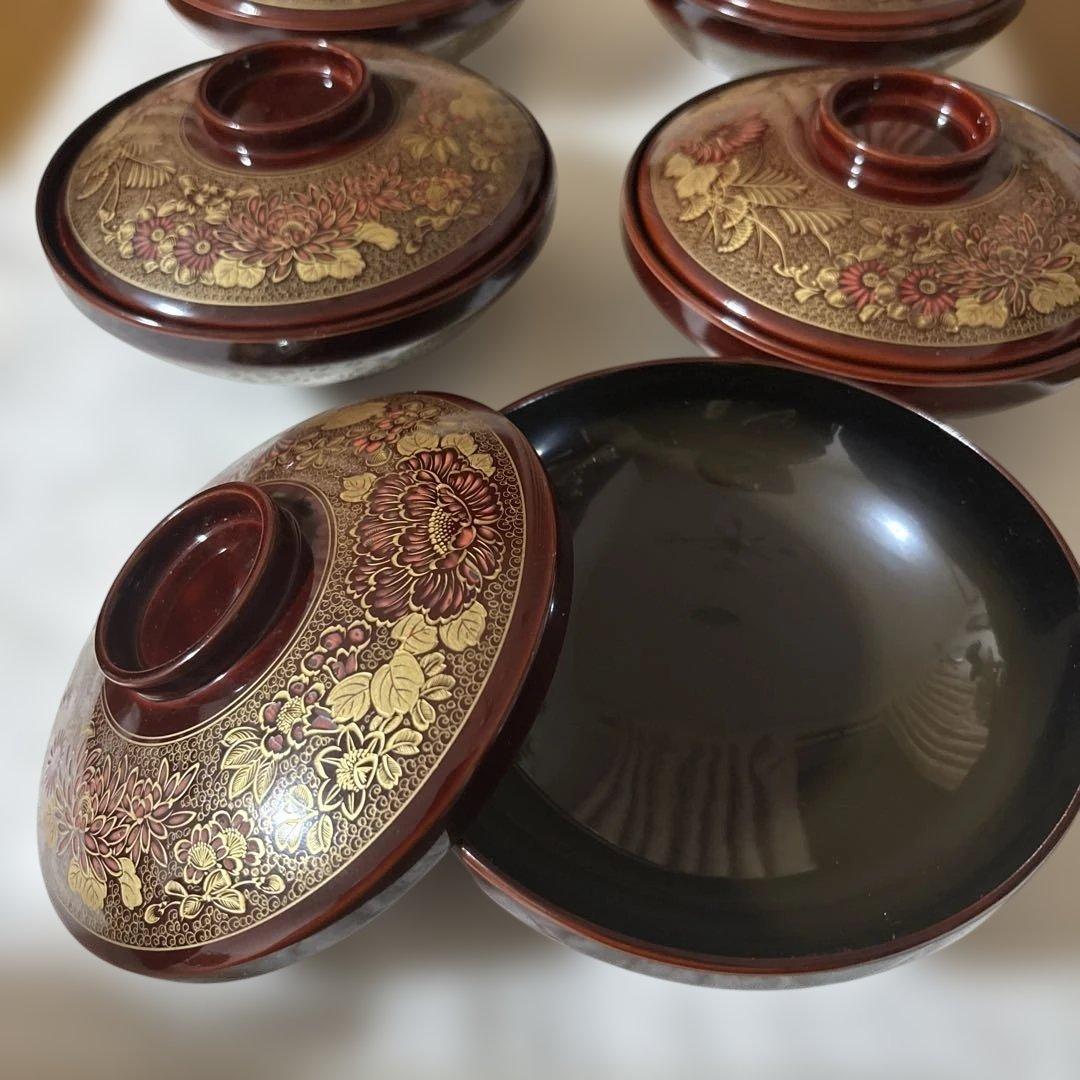 輪島塗　塩安作　吸物椀　5客