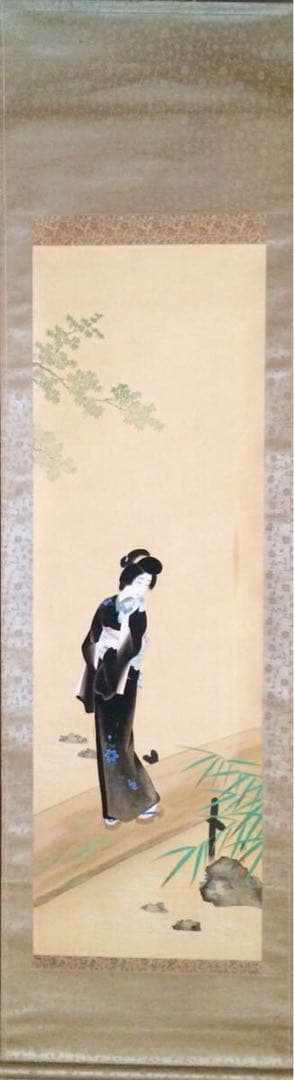 大野静方 美人画 『納涼図』( 掛軸 日本画 鏑木清方 浮世絵 水野年方 四天王