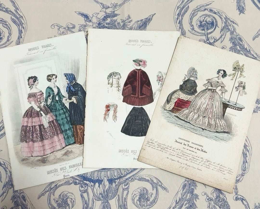 フランス　アンティーク　ファッションプレート　３枚セット　紙もの