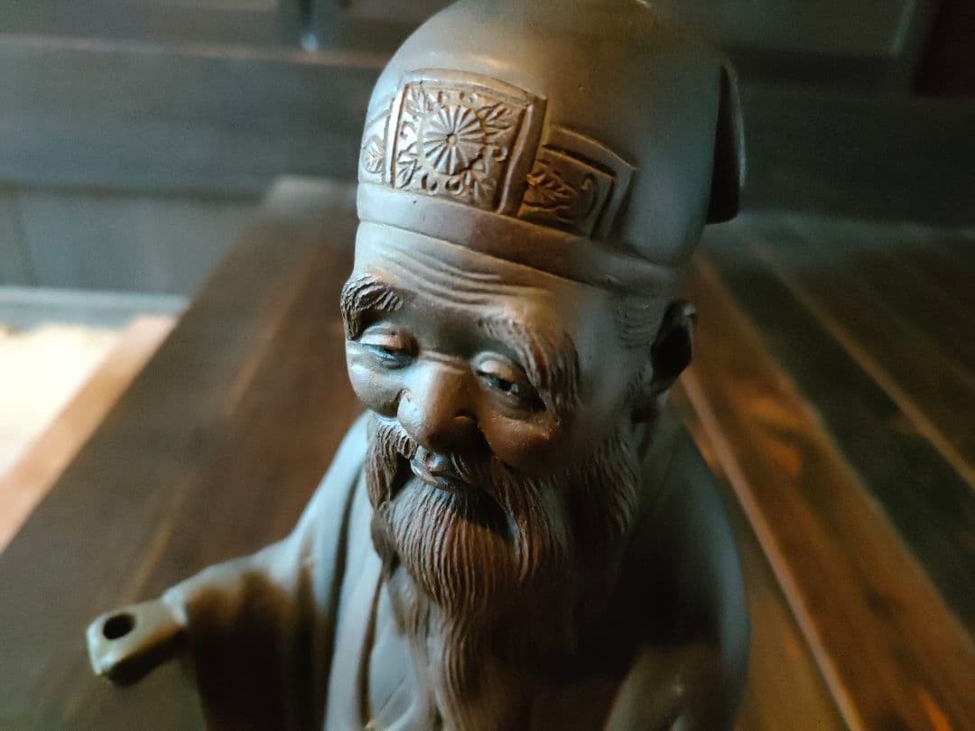 寿老人と鹿（台含む）骨董　置物