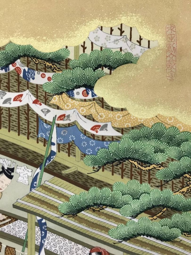 【複製】作者不詳/染織の図/染織工芸品/人物図/掛軸/名家伝来/AC-413