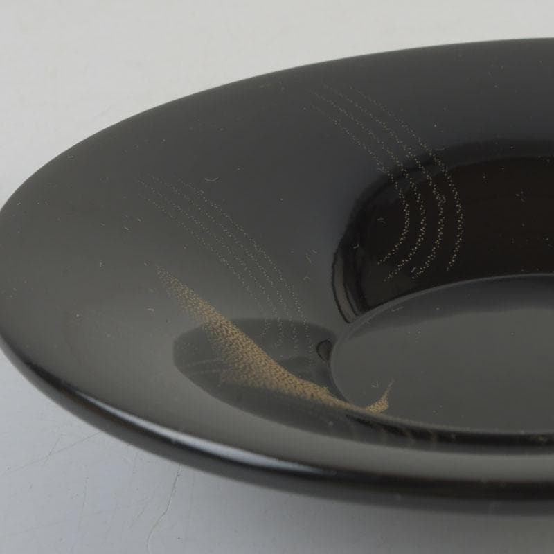 和食器　輪島塗　文化功労者　三谷吾一作　千羽鶴沈金　茶托　五客　共箱　V9771