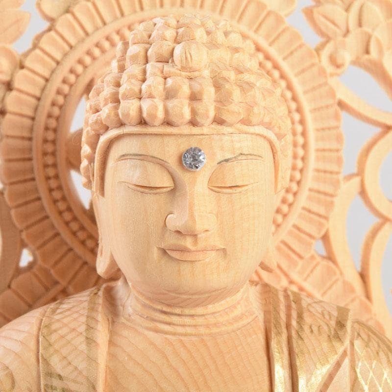 仏教美術　桧彫刻　釈迦如来座像　仏像　蓮華台　C　8982