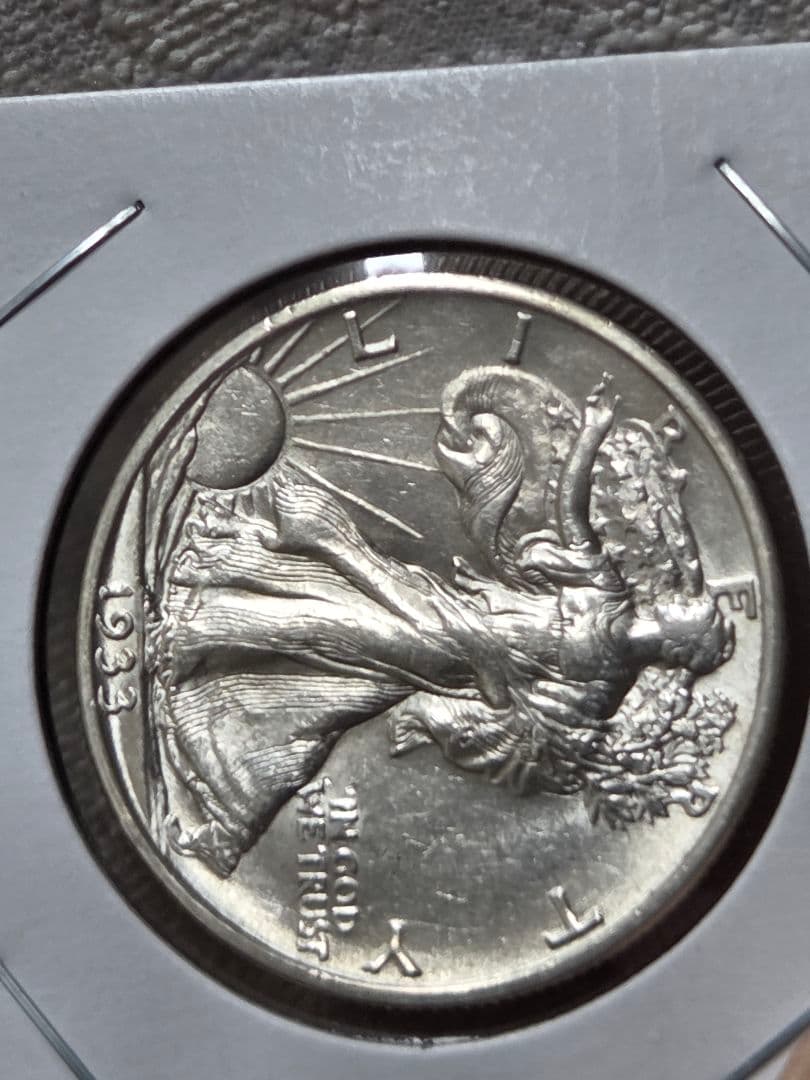 (稀少年号)アメリカ　ウォーキング リバティ 50セント銀貨　1933 S