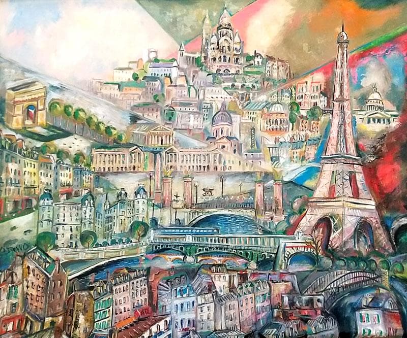 小澤勇寿朗 油絵 F20号キャンバス、木枠 パリの街　サイン入り真作