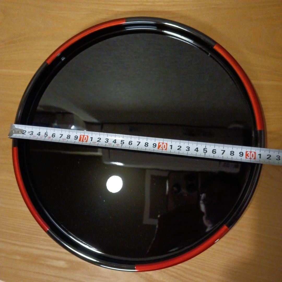 漆器 丸盆 お膳 黒と赤茶の縁 約31.5cm 20枚
