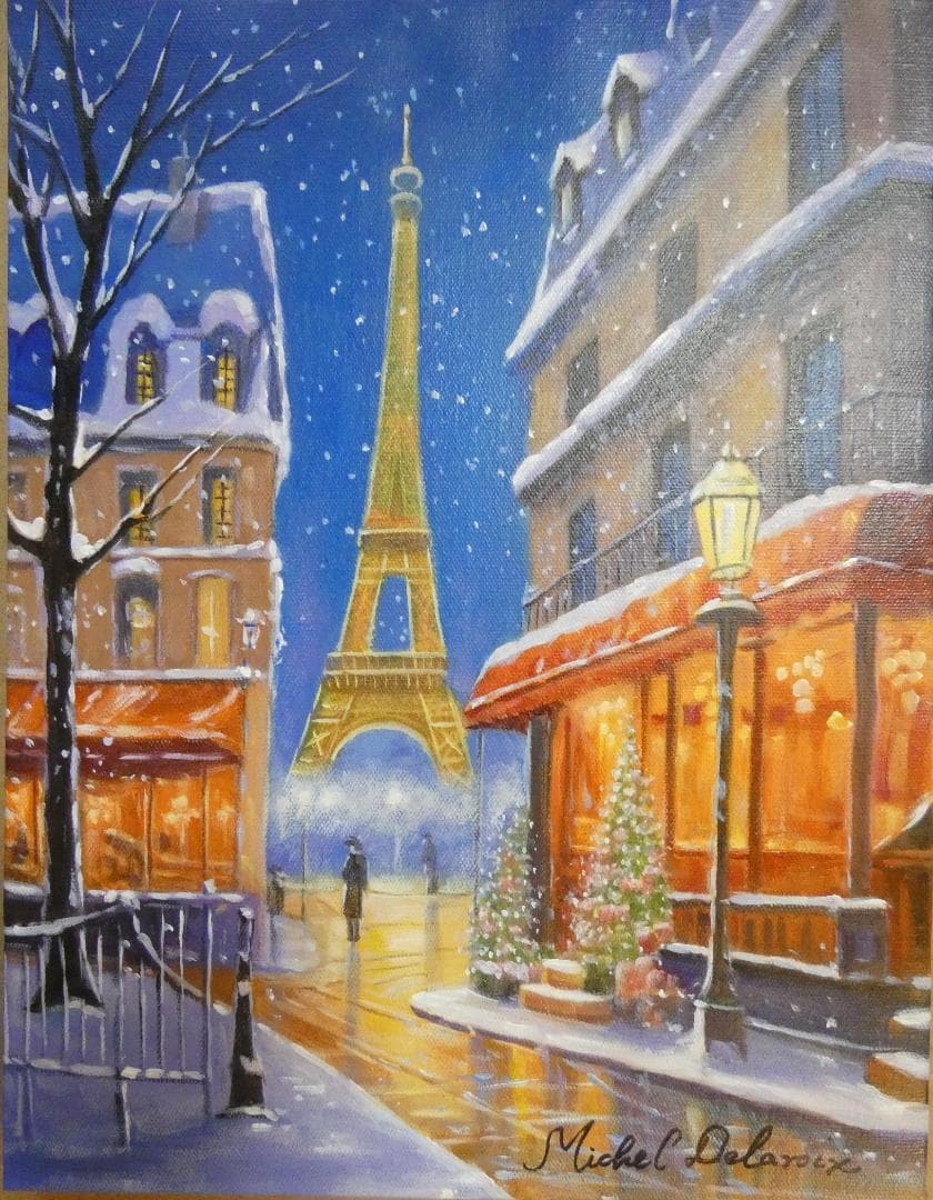 F6 フランス油彩 ミッシェル ドラクロワ 「風景」サイン肉筆手描き　額装済み