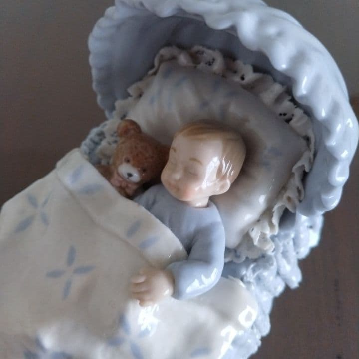 陶磁器製 赤ちゃんとクマの置物 アンティーク