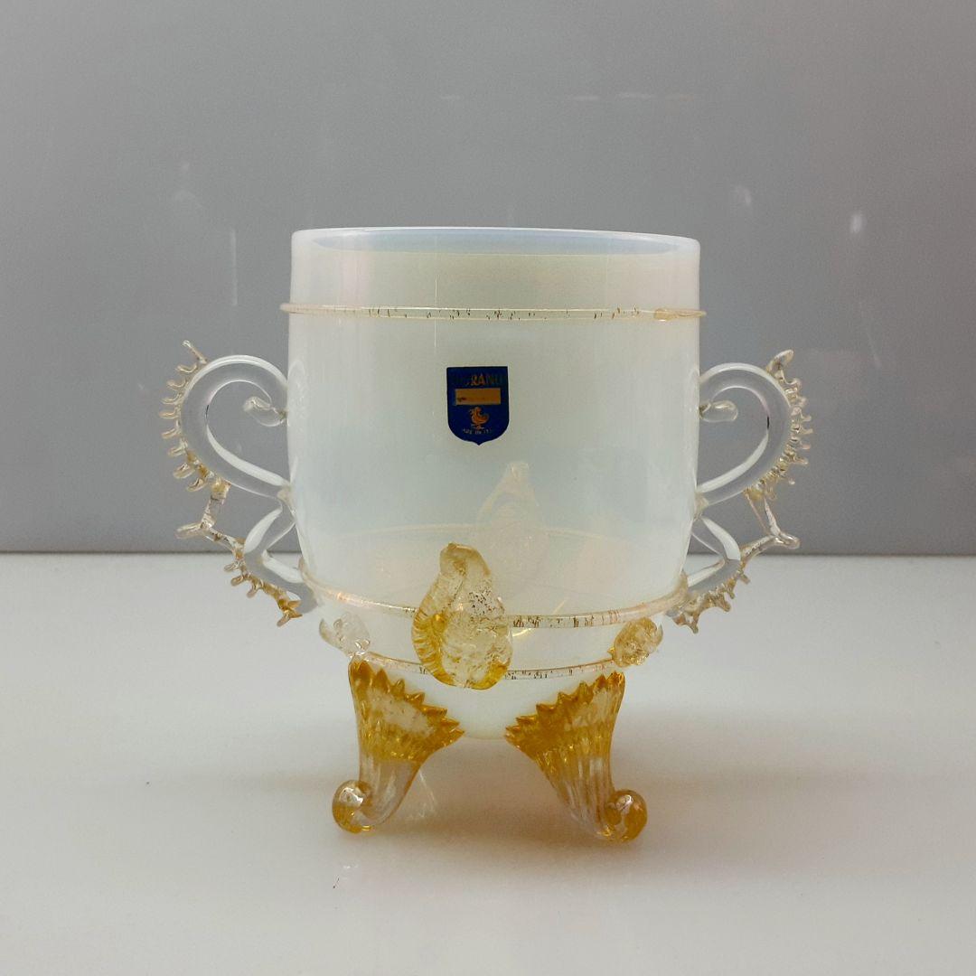 MURANO ムラーノ グラス 双耳 乳白 杯 カップ ガラス ゴブレット