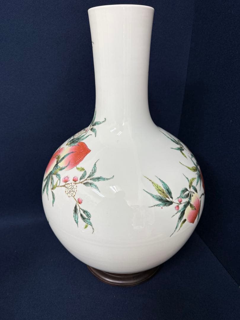 大清乾隆年製 大振り 粉彩 桃家紋 花器 花瓶 華道具 時代 古玩 蔵出 骨董品