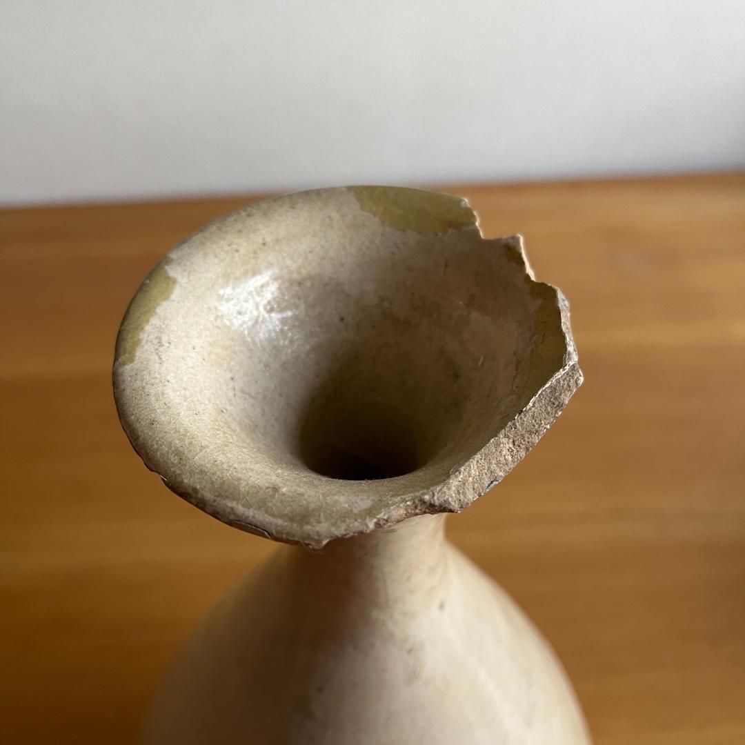 李朝 粉引 大徳利 朝鮮古陶磁 高35.8cm 口縁欠けあり