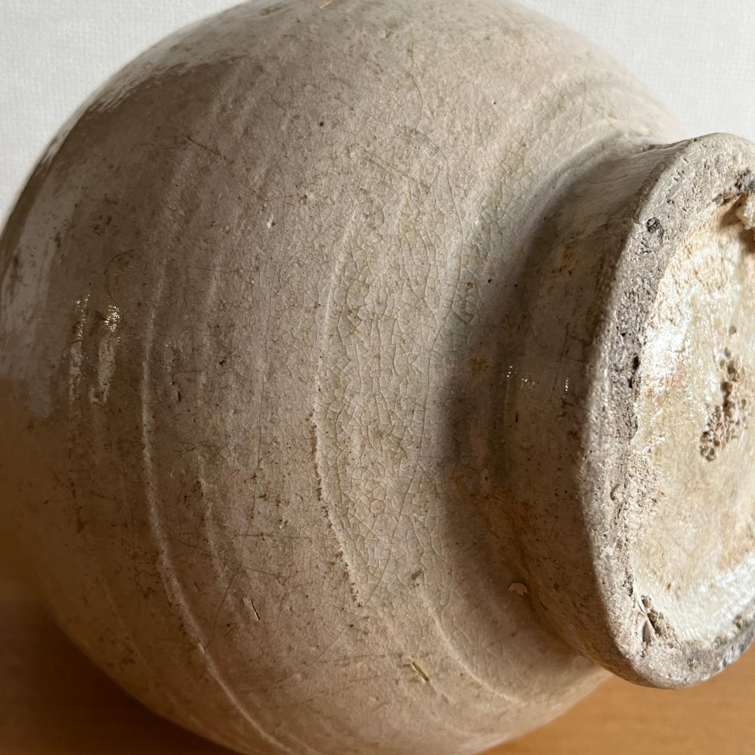 李朝 粉引 大徳利 朝鮮古陶磁 高35.8cm 口縁欠けあり