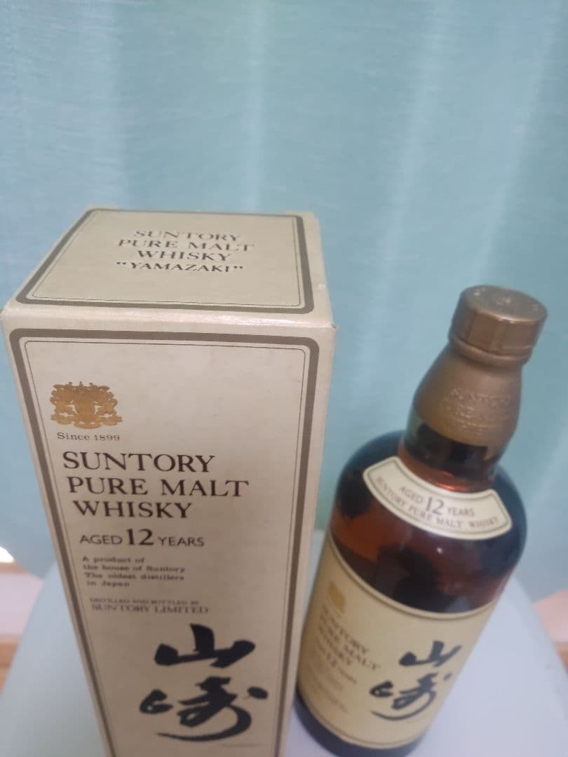 向獅子ラベル箱付き　サントリー山崎12年　ピュアモルトウイスキー　1980年古酒