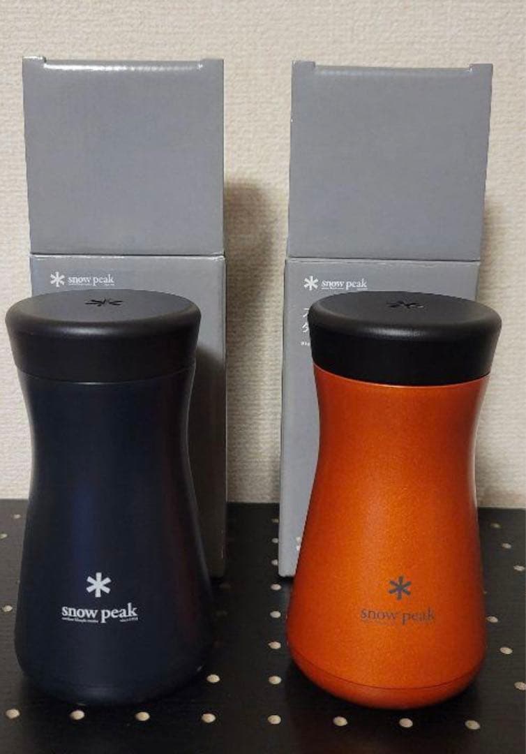 専用スノーピーク　ステンレス真空ボトル　タイプT 350 ブラック　オレンジ