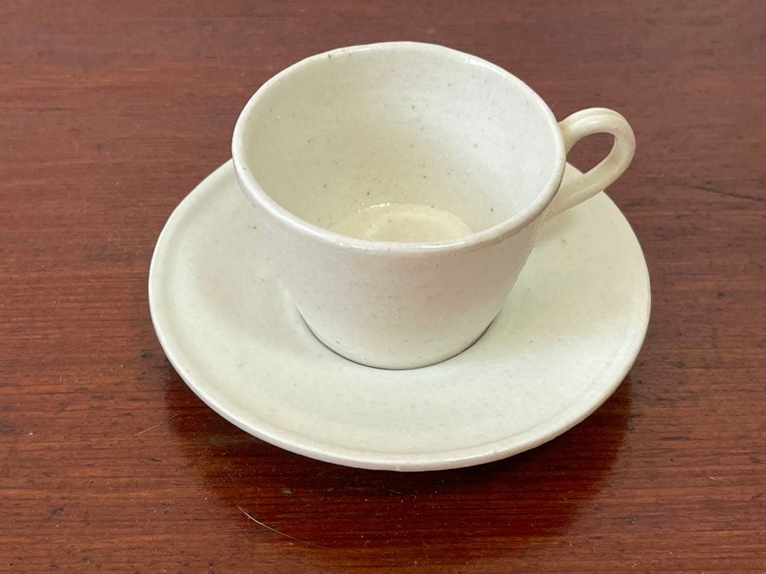 作家物　陶芸家　内田鋼一　白釉　 カップアンドソーサー　デミタス　銘あり