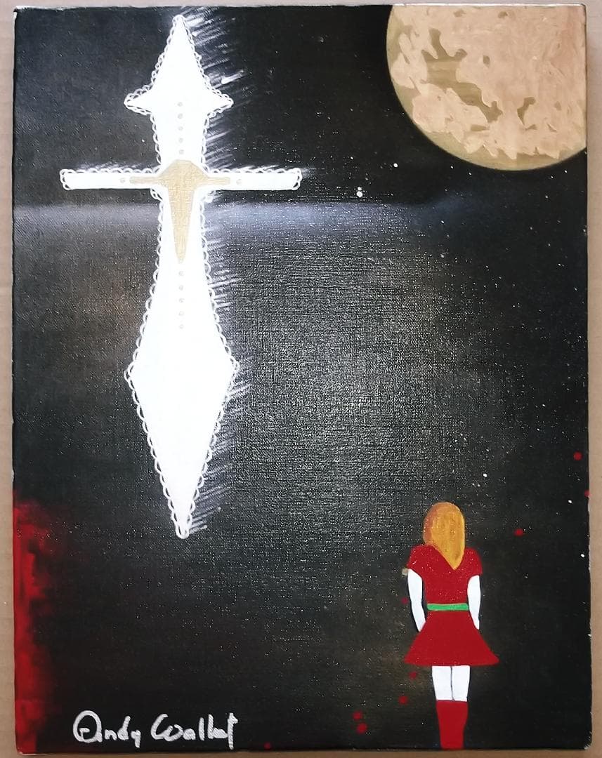 真作　Andy　Wallet　奇跡が起きるとき　神秘十字　凄いパワーを感じる絵画