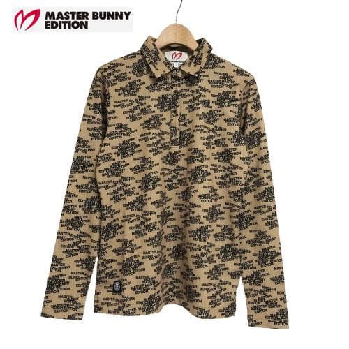 ○★新品未使用　マスターバニーエディション　ロゴ総柄　長袖ポロシャツ　1　茶系