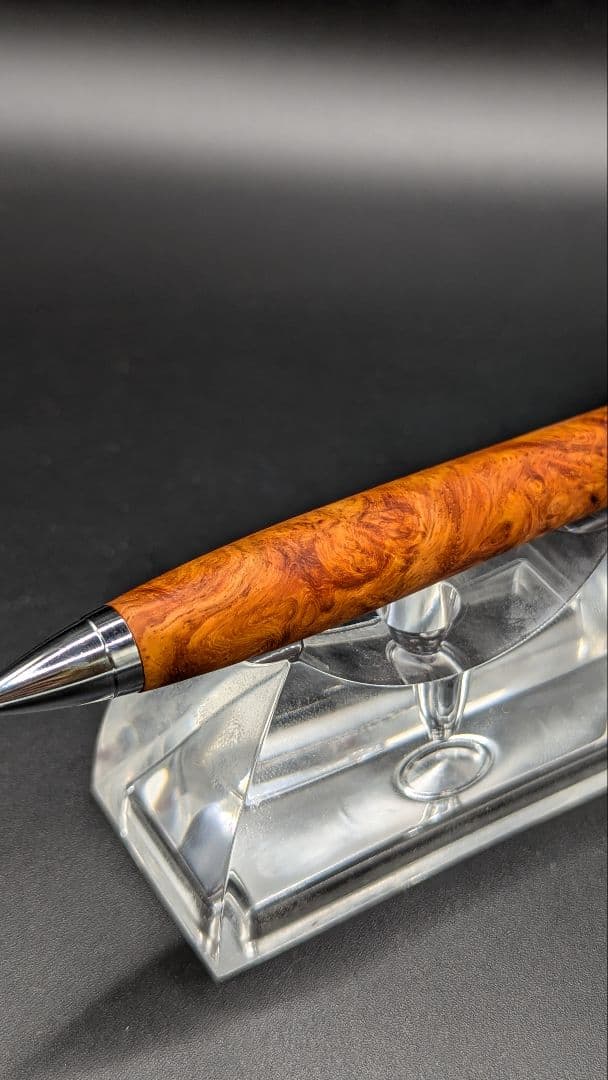 332ペン工房翌檜　特上　本花梨　紅白　源平　瘤杢　木軸シャーペン　ボールペン