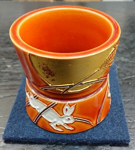 蓋置 赤茶交趾月兎蓋置 中村翠嵐作 共箱 茶道具 茶道