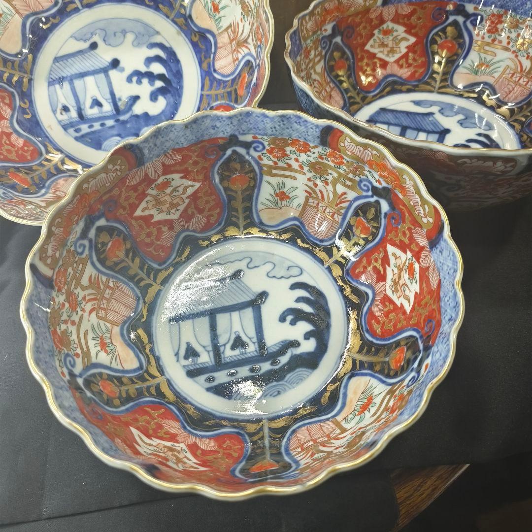 古伊万里 錦手 金彩ミッツ組大鉢 薄手 江戸古美術 骨董 旧家蔵出し美品