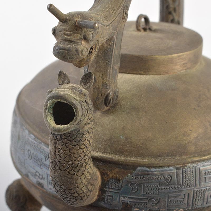 中国　古銅青銅　饕餮文　水注　水滴　M　R7365
