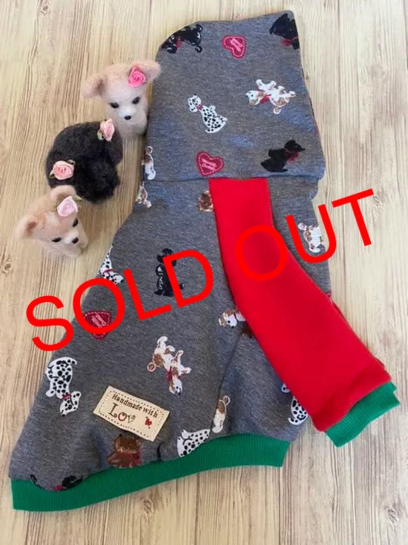 犬服  ラグランフード付き(M)   ꒡̈⃝Lily꒡̈⃝犬服 ハンドメイド