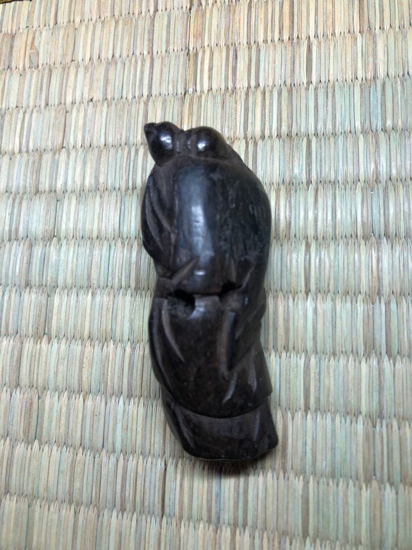 明治時代根付、仙人沉香 木彫