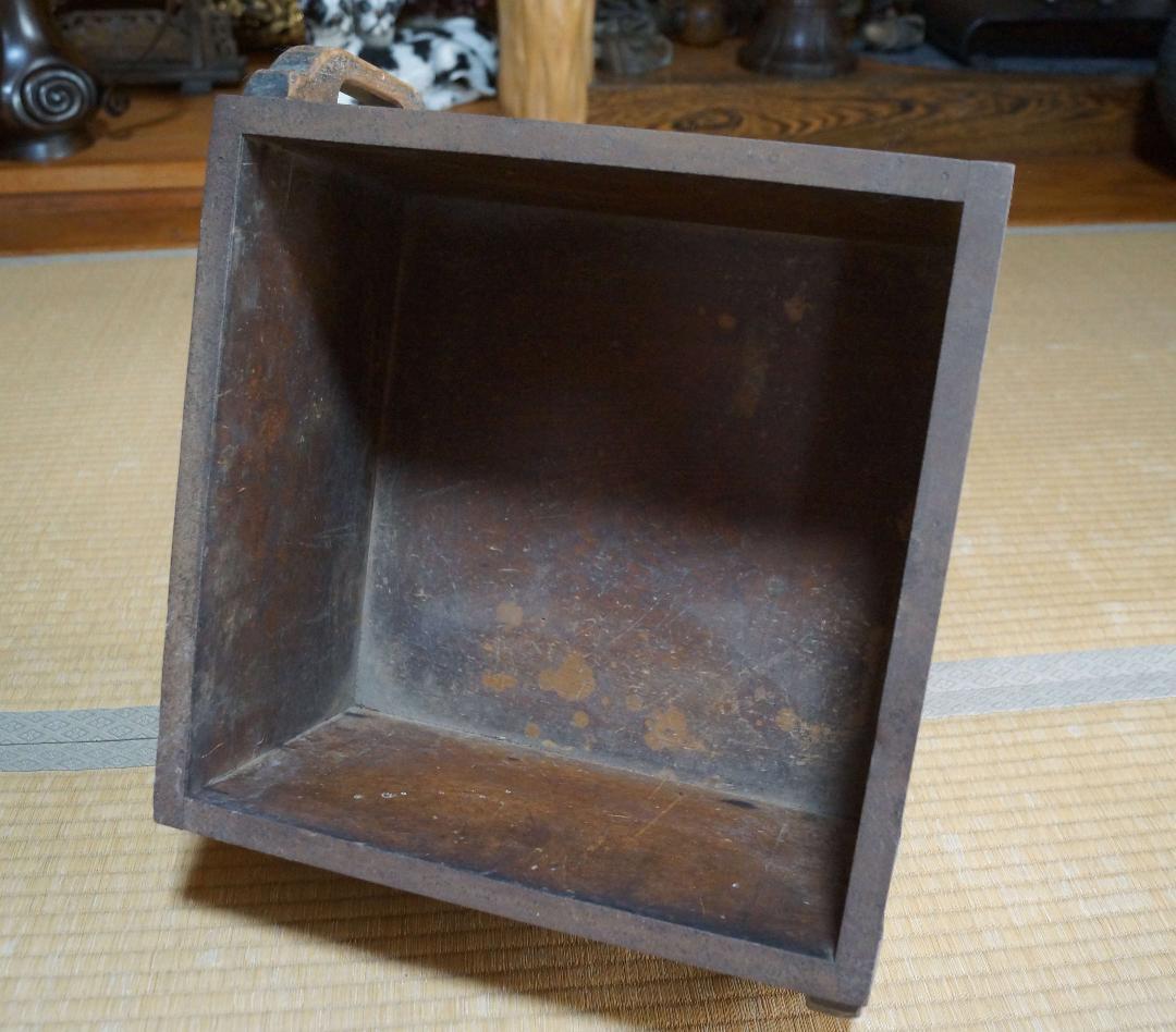 明治期 木製 使い馴染みの味わい溢れる一升マス米升 穀物量升 広島 古道具古民具