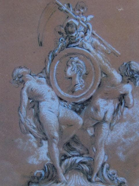 フランソワ ブーシェ、【横顔の入ったメダイヨン】、希少画集より