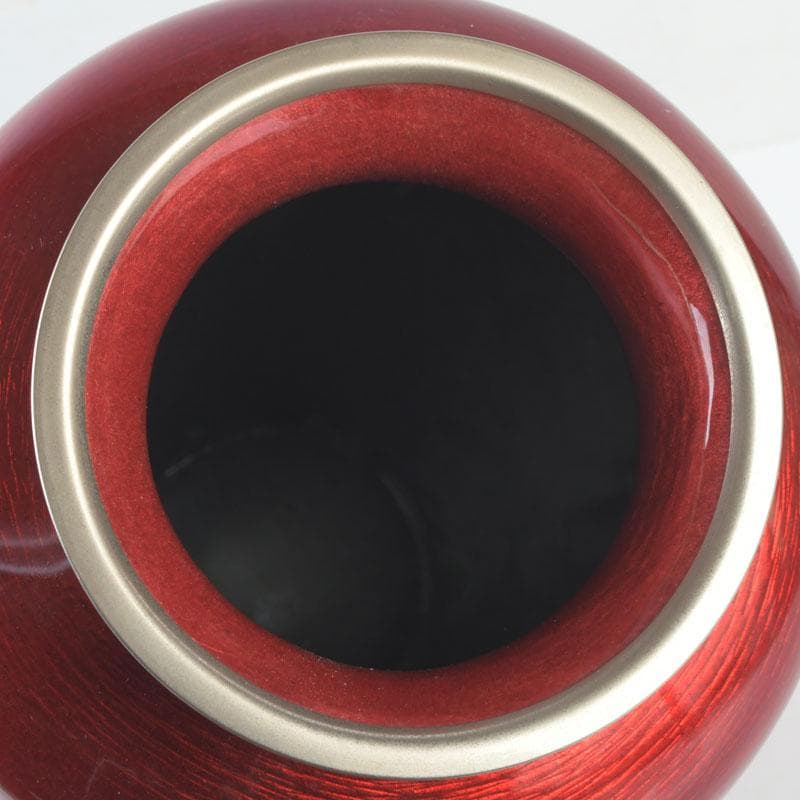 七宝焼　赤透釉　四君子文　花瓶　V　9699A