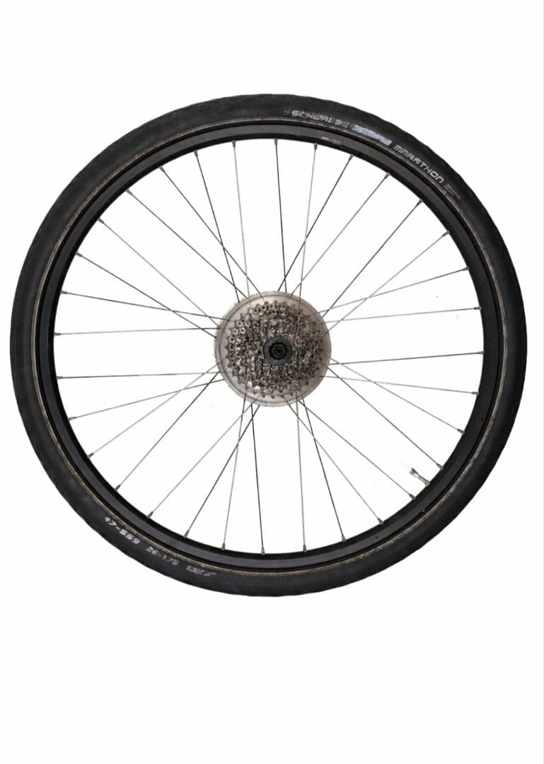 26インチ前後完組ホイール タイヤ、チューブ、ディスク前後、スプロケ付き。