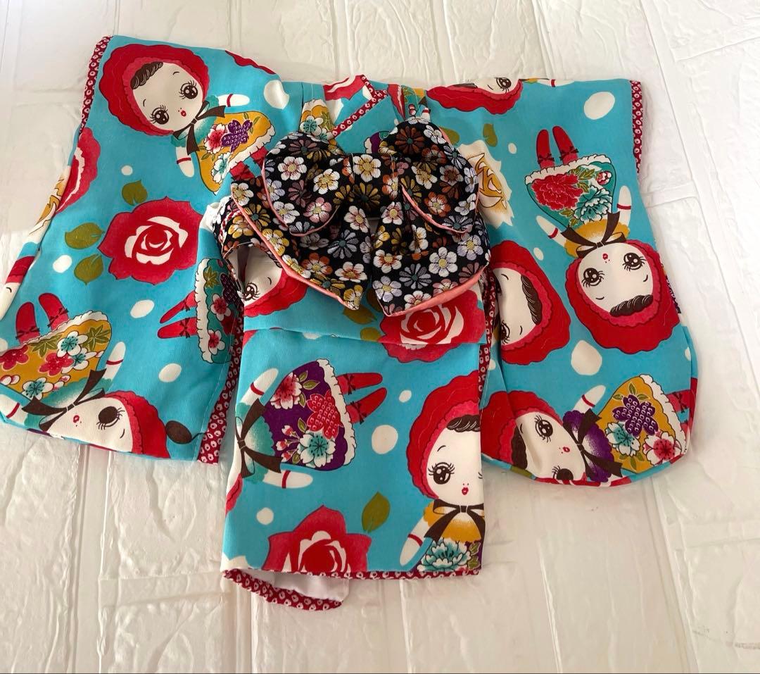 犬猫着物♡簡単に着れる着物帯付き 七五三　正月撮影会　振袖ひな祭り 人気の人形柄