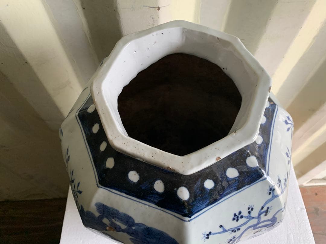 『2061』大明萬暦年製 款 染付 青華 壷 時代物