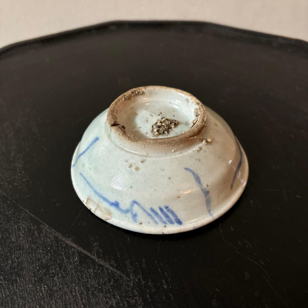 李朝染付盃　分院　白磁　ぐい呑み　猪口　アンティーク　酒器　朝鮮古陶磁　白洲正子