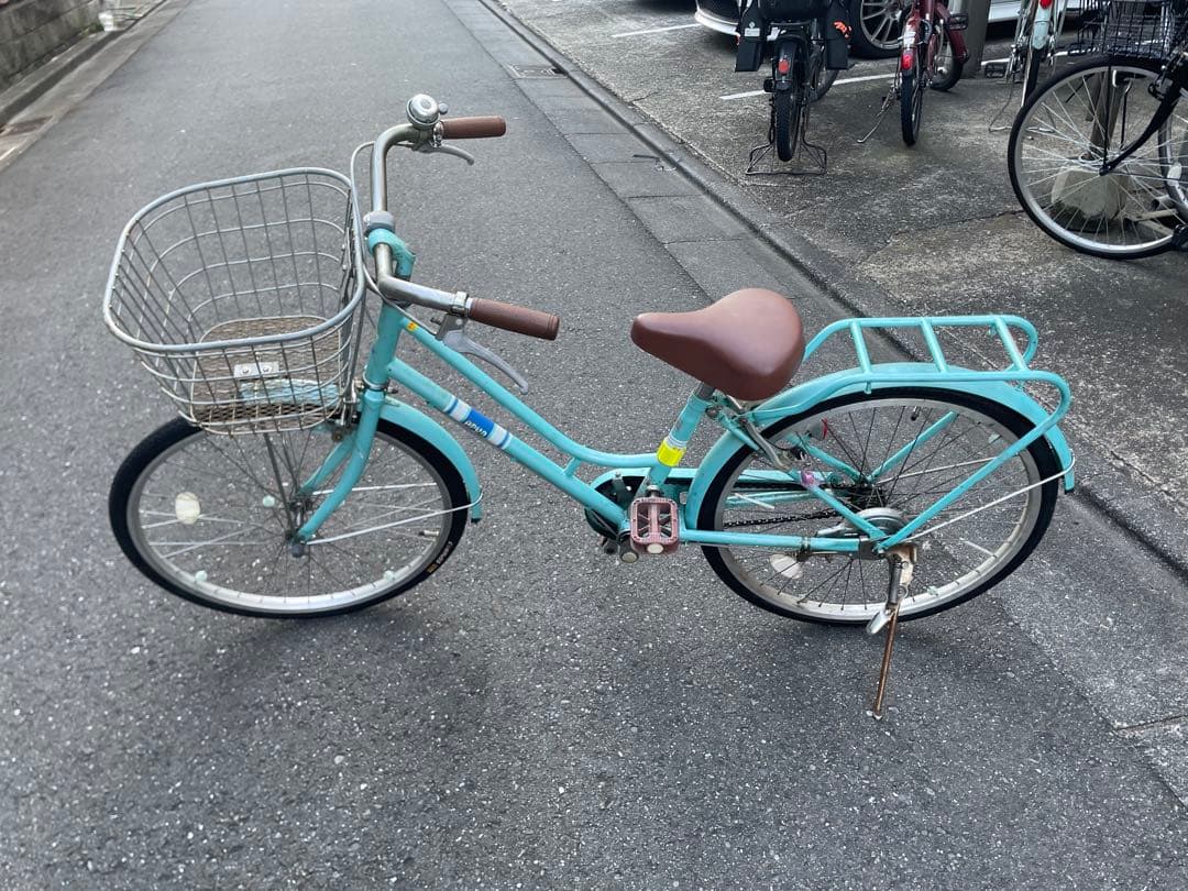 子供用自転車 水色 前面バスケット付き