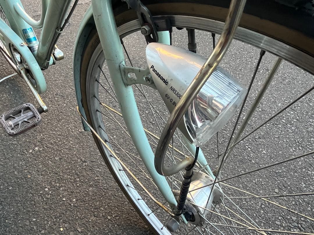 T*a様 中古LEDオートライト6段変速自転車★27インチ★大型カゴ★ミント※配